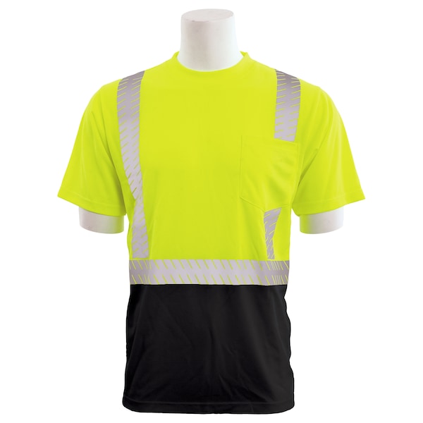 Erb Safety T-Shirt, Birdseye Msh, Shrt Slv, Class2, 9006SBSEG, Hi-Viz Lime/Blk, XL 62283